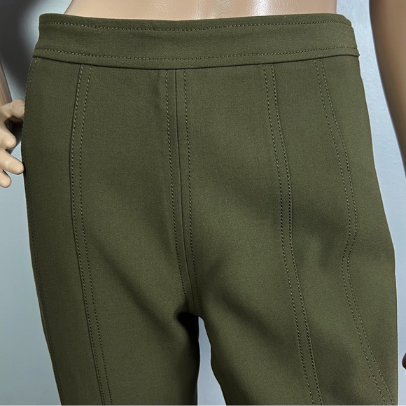 NEW CINQ A SEPT GREEN CROPPED FLARE-LEG PANTS - Picture 3 of 7